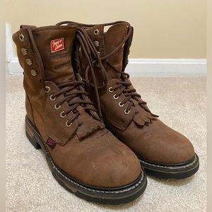 Tony Lama steel toe work boot. Suede.